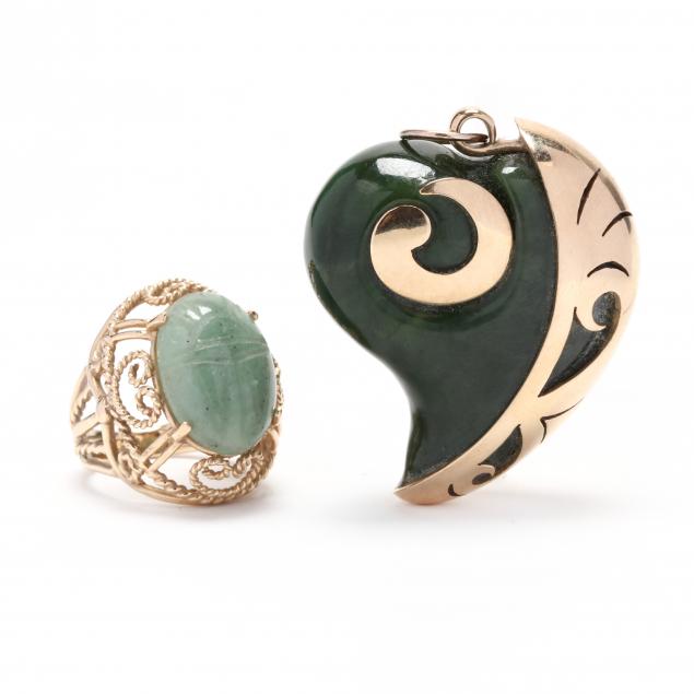 two-gold-and-nephrite-jewelry-items
