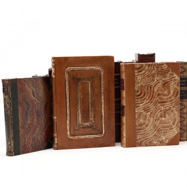 Thirty-three English Language Books, Mostly 19th Century Leather-bound ...