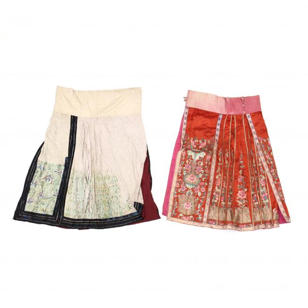 two-antique-chinese-silk-embroidered-skirts-i-gun-i