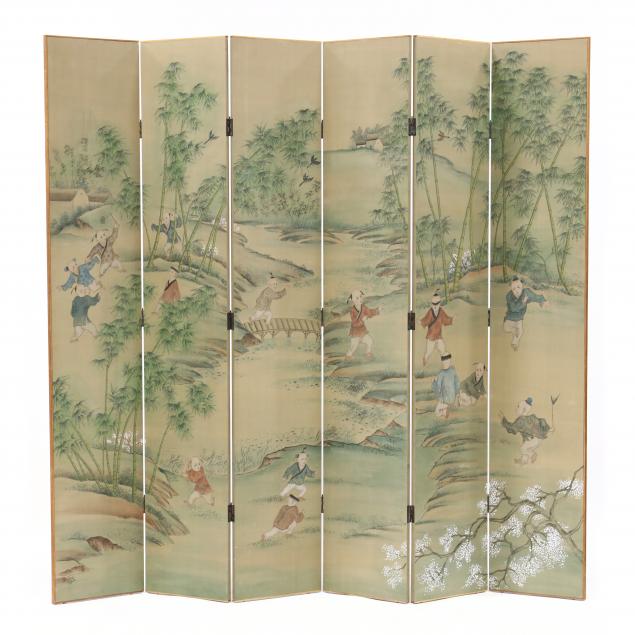 a-maitland-smith-chinese-painted-silk-six-panel-screen