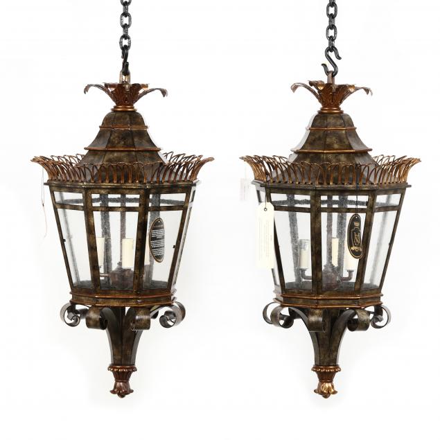 maitland-smith-pair-of-hanging-tole-lanterns