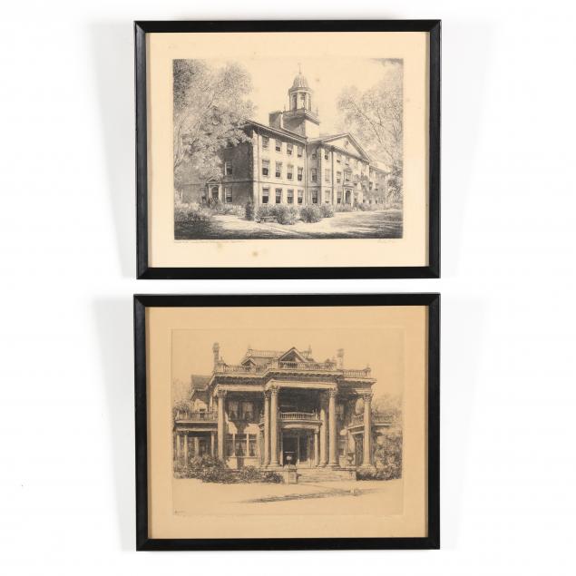 louis-orr-american-1879-1961-i-the-blades-house-new-bern-nc-i-and-i-waite-hall-wake-forest-college-nc-i-2-etchings