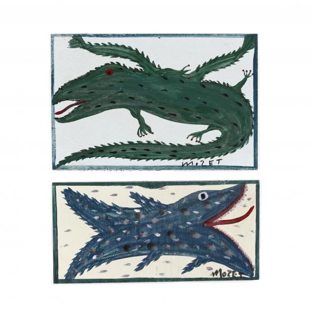 mose-tolliver-al-1925-2006-two-folk-art-paintings-gator-and-fish