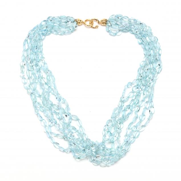 18KT Gold and Aquamarine Bead Necklace Paloma Picasso for Tiffany Co. Lot 160 The Signature Summer AuctionJun 12 2021 9 00am