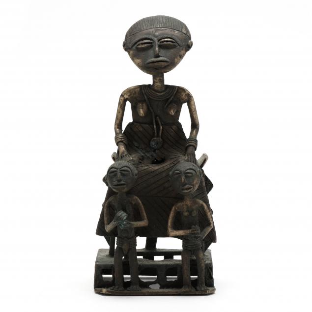 ghanaian-cast-bronze-sculpture-of-mother-and-twin-children