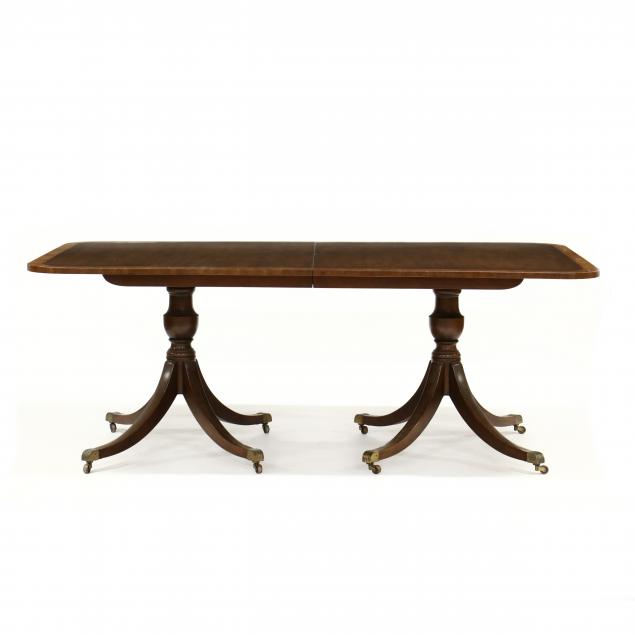 kittinger-federal-style-double-pedestal-inlaid-mahogany-dining-table