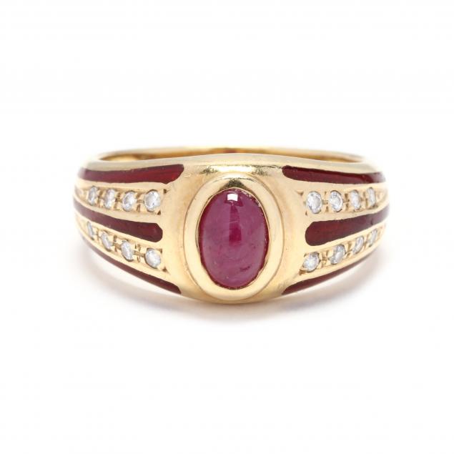 18kt-gold-ruby-and-enamel-ring