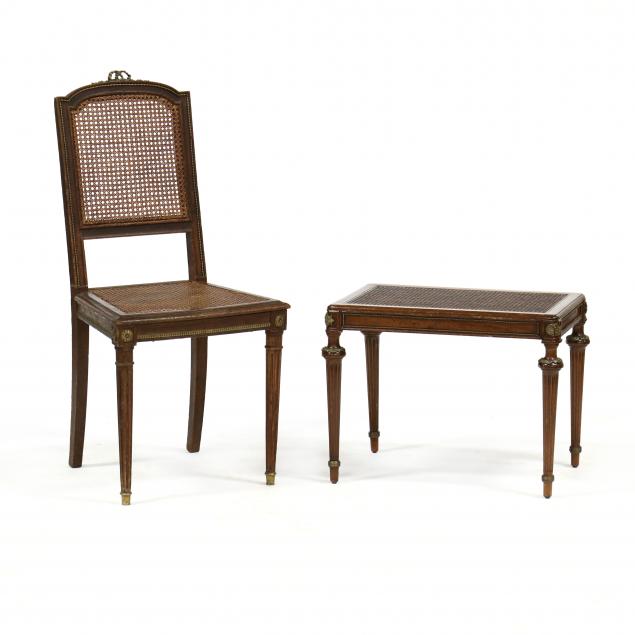 louis-xvi-style-cane-seat-chair-and-bench