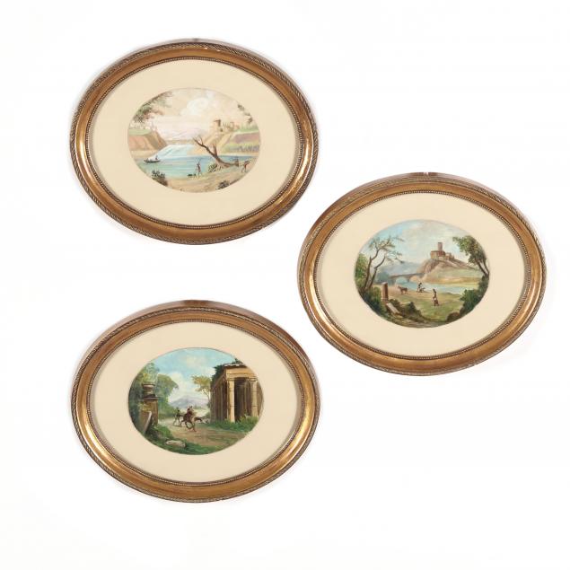 a-suite-of-three-italianate-landscapes-with-figures-19th-century