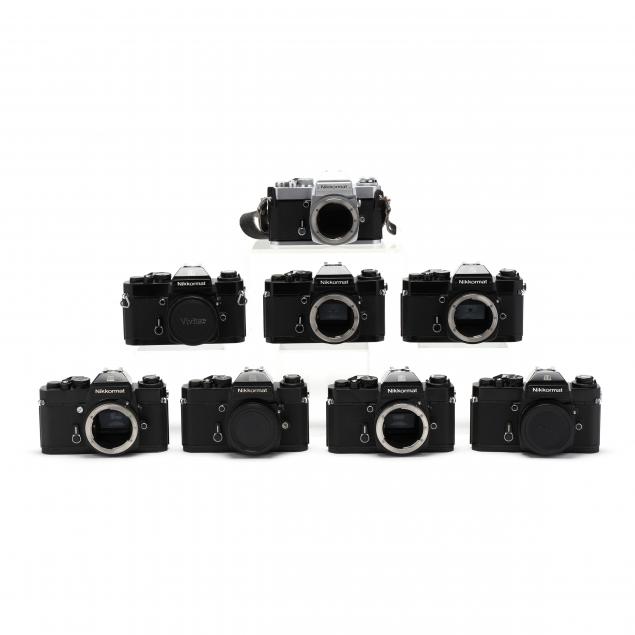 eight-nikon-nikkormat-el-35mm-film-cameras-all-without-lens