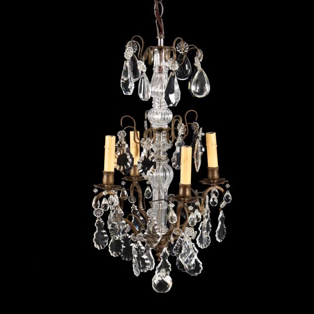 vintage-brass-and-drop-prism-chandelier