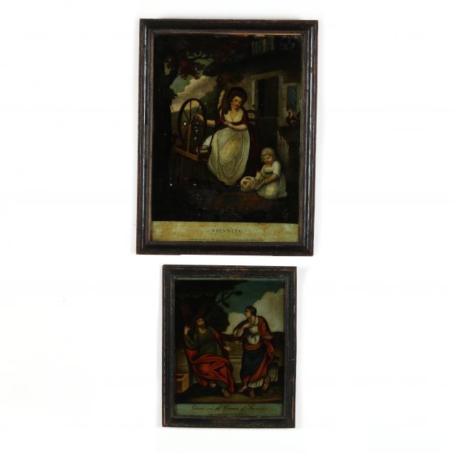 two-antique-english-reverse-glass-prints