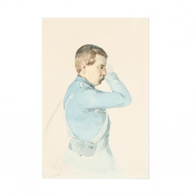 continental-school-antique-watercolor-portrait-of-soldier