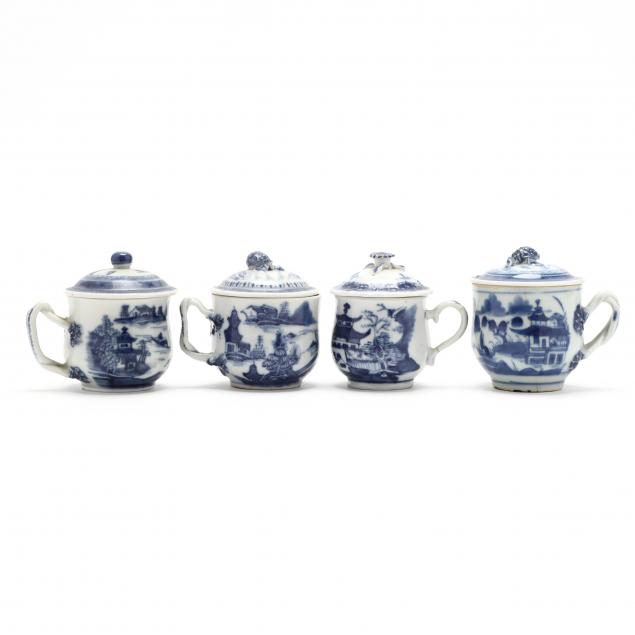 four-chinese-blue-and-white-export-porcelain-cups-with-cover