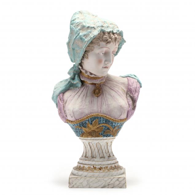 a-large-continental-hand-painted-bisque-bust-of-a-gypsy