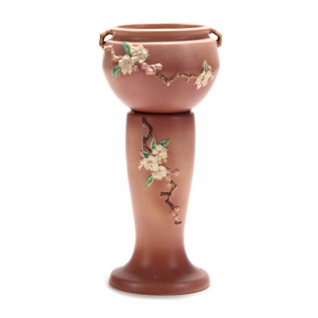 roseville-apple-blossom-jardiniere-and-pedestal