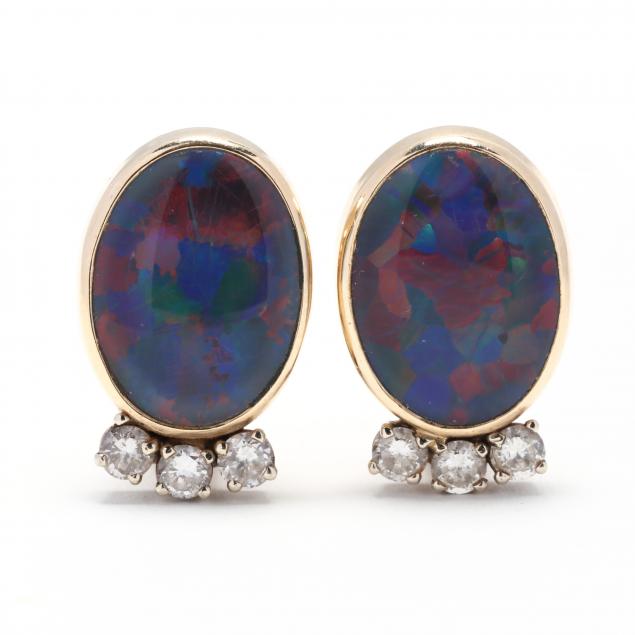 14kt-gold-black-opal-and-diamond-earrings