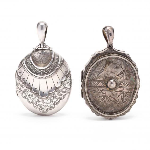 two-english-silver-aesthetic-movement-lockets