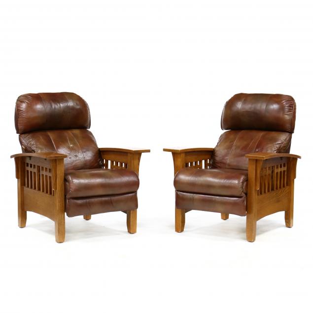 La Z Boy Pair Of Mission Style Leather, Mission Style Leather Recliners