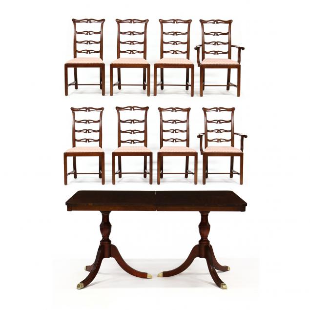 a-mahogany-double-pedestal-dining-table-and-eight-chairs