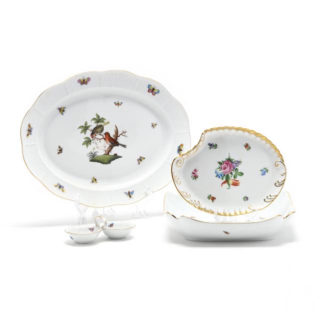 four-herend-i-rothschild-bird-i-porcelain-tableware-pieces