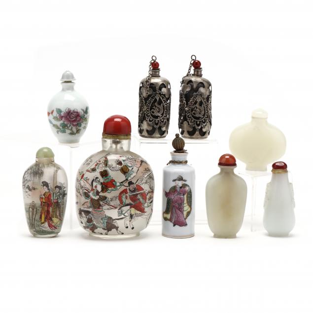 a-group-of-nine-chinese-snuff-bottles