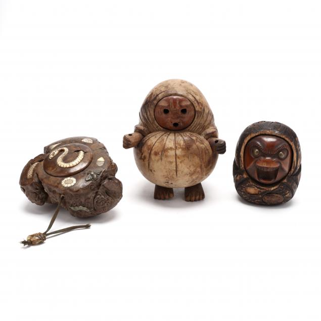 three-japanese-wooden-carvings