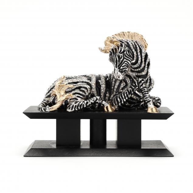 jay-strongwater-enamel-and-jeweled-zebra-sculpture-signed