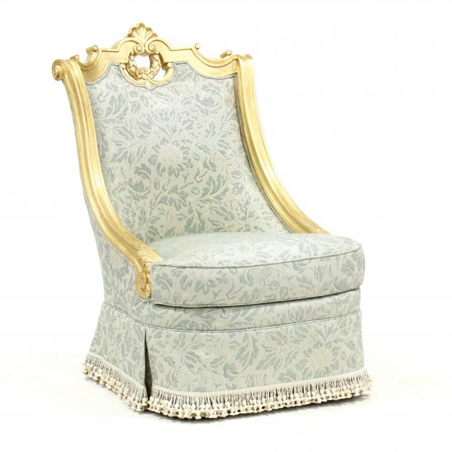 italianate-carved-and-gilt-oversized-upholstered-slipper-chair