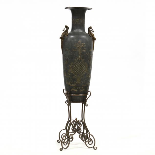 large-decorative-continental-floor-urn-on-stand