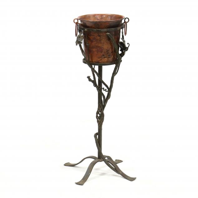 spanish-style-wrought-iron-and-copper-wine-stand