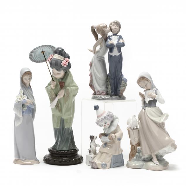 selection-of-five-lladro-figurines