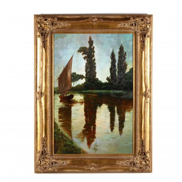 large-decorative-waterscape-painting-with-sailboat