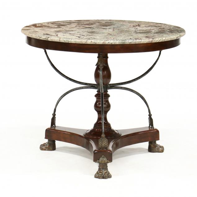 continental-style-mahogany-and-marble-top-center-table