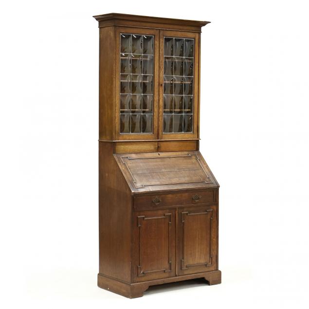 english-oak-secretary-bookcase
