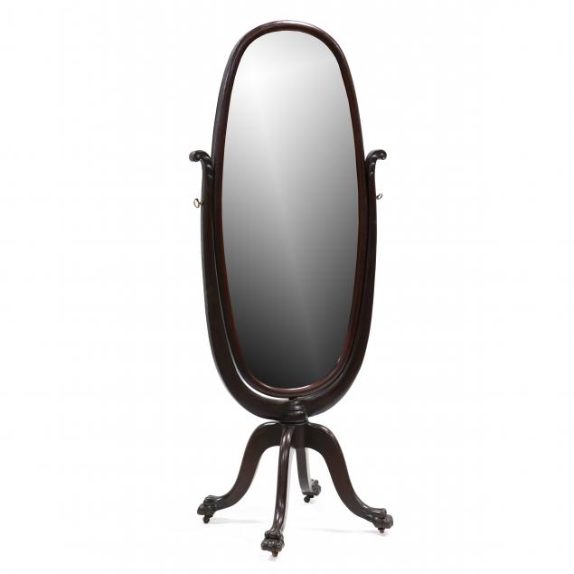 classical-style-carved-mahogany-cheval-mirror