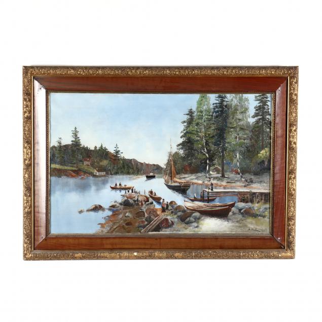 large-waterscape-painting-of-a-boating-send-off