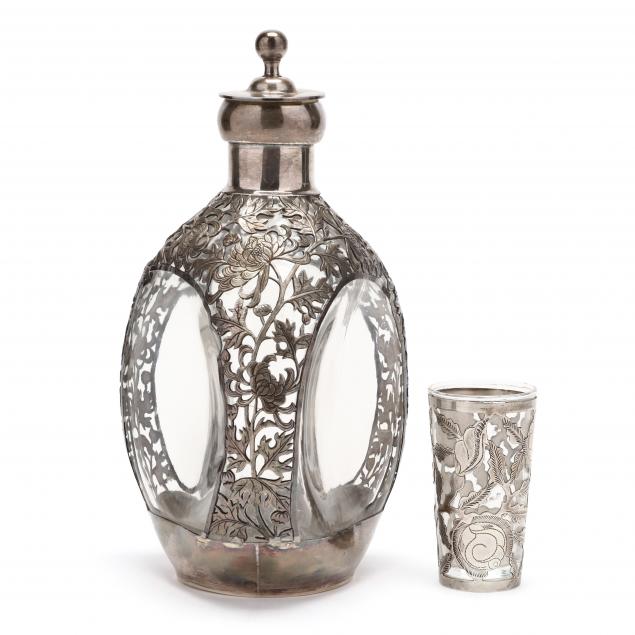 silver-overlay-pinch-bottle-decanter-and-jigger