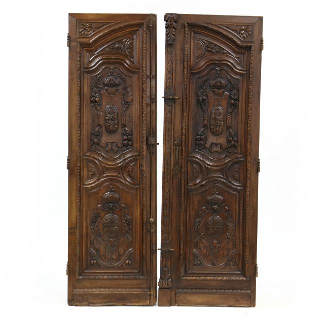 pair-of-antique-continental-tall-carved-walnut-architectural-doors