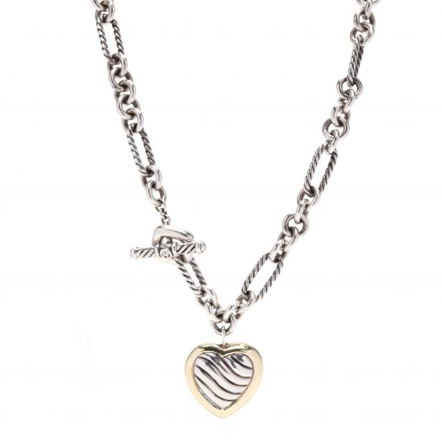 18kt-gold-and-sterling-silver-heart-necklace-david-yurman