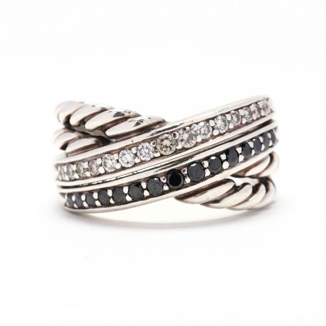 Sterling Silver Diamond and Black Diamond Crossover Ring David Yurman Lot 1103 April Estate Jewelry Sterling SilverApr 22 2021 10 00am