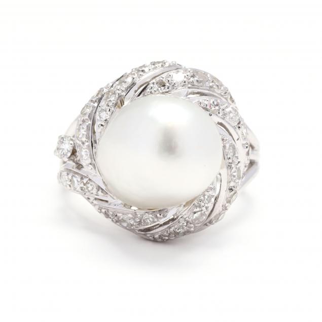 white-gold-natural-pearl-and-diamond-ring