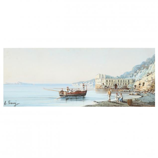 antique-italian-school-gouache-of-the-bay-of-naples