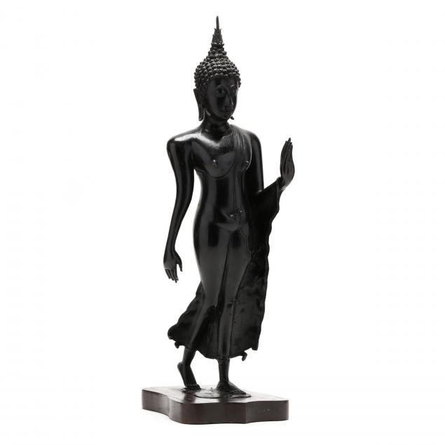 a-sukhothai-bronze-walking-buddha-sculpture