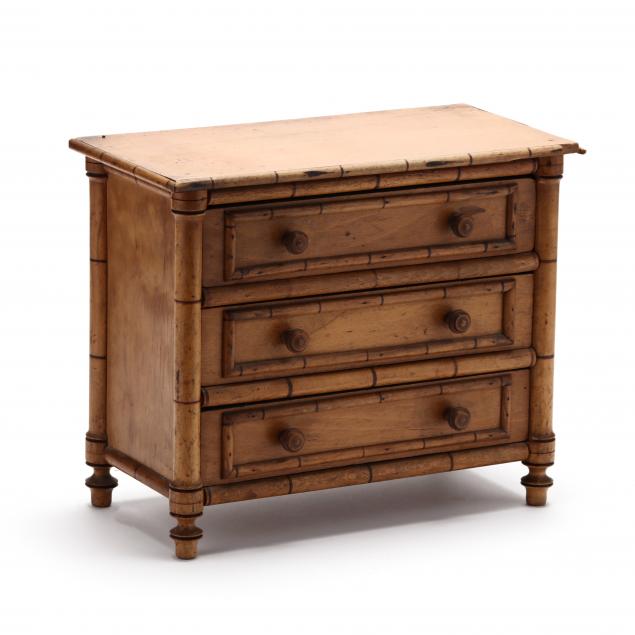 antique-faux-bamboo-miniature-chest-of-drawers