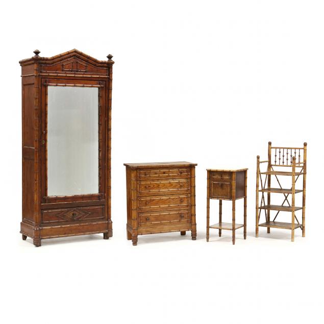 four-pieces-of-antique-faux-bamboo-furniture