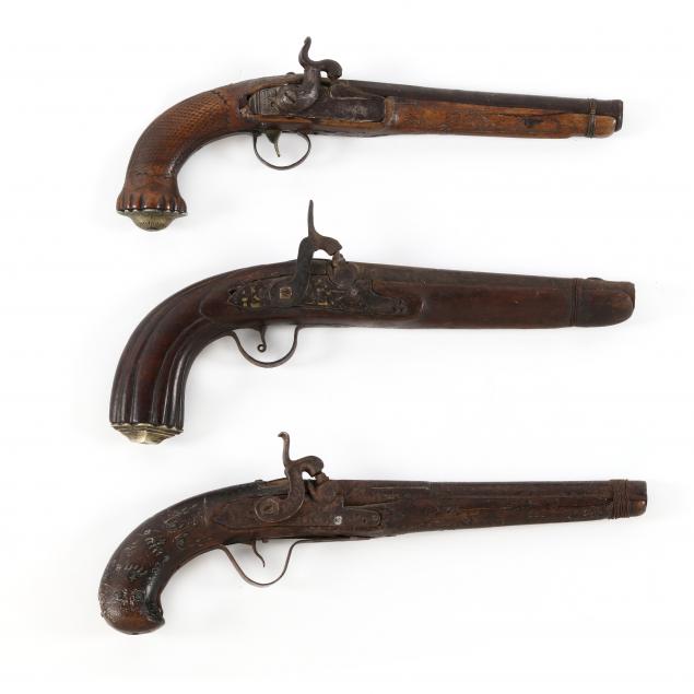 three-decorative-continental-percussion-pistols