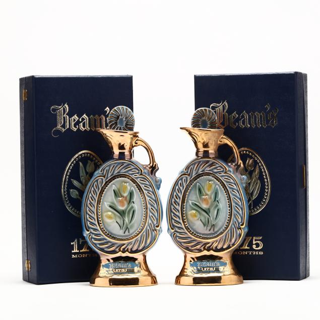 jim-beam-kentucky-straight-bourbon-whiskey-in-gold-cobalt-blue-floral-decanters
