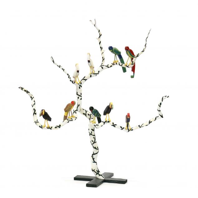 rutherford-tubby-brown-ga-1929-2003-large-folk-art-parrot-tree