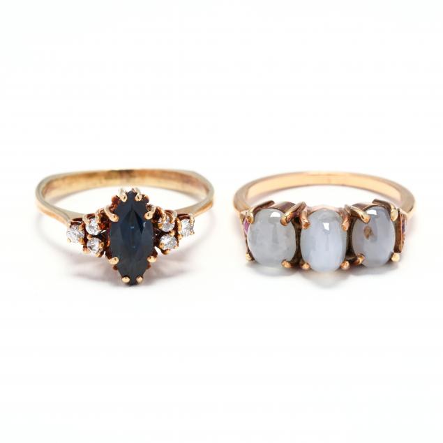 two-gold-and-gem-set-rings